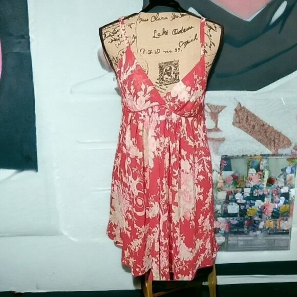 Oscar De La Renta Pink Label Red floral Teddy Size - Picture 1 of 6